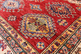 Red Super Kazak Hand Knotted Wool Rug - 4' 11" X 6' 10" - Golden Nile