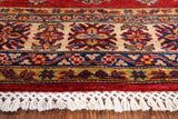 Red Super Kazak Hand Knotted Wool Rug - 4' 11" X 6' 10" - Golden Nile