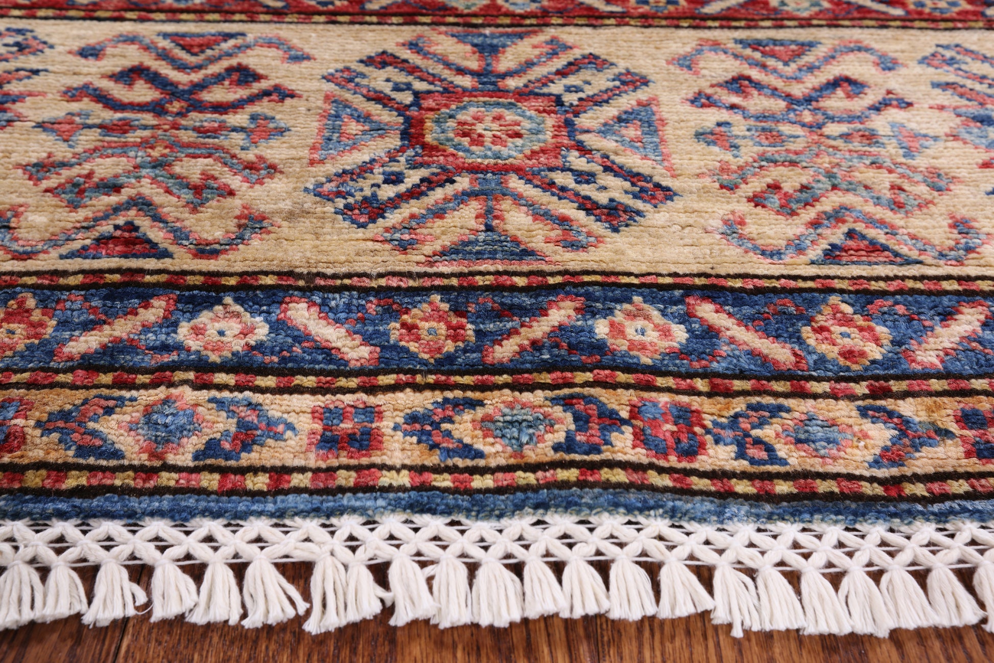Blue Super Kazak Hand Knotted Wool Area Rug - 4' 10" X 6' 10" - Golden Nile
