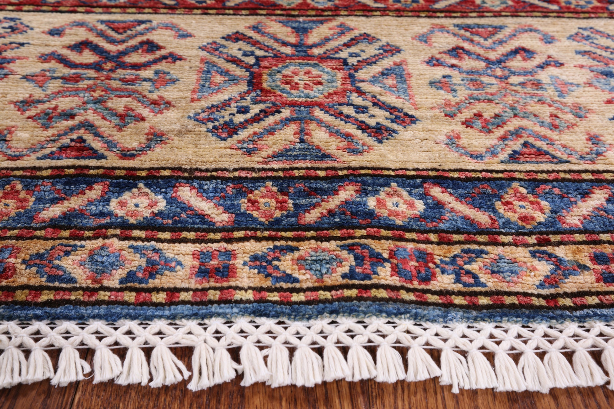 Blue Super Kazak Hand Knotted Wool Area Rug - 4' 10" X 6' 10" - Golden Nile