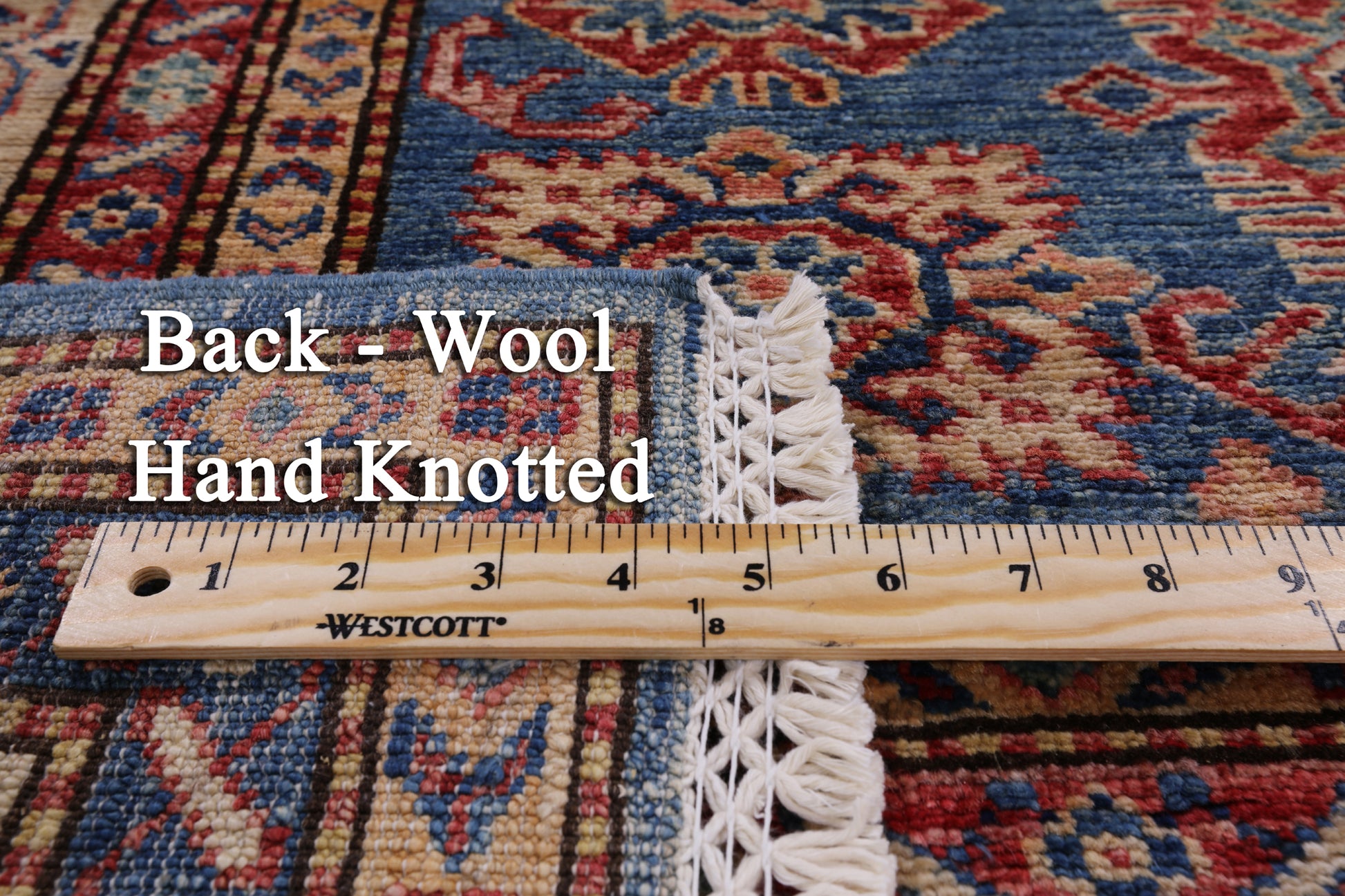 Blue Super Kazak Hand Knotted Wool Area Rug - 4' 10" X 6' 10" - Golden Nile