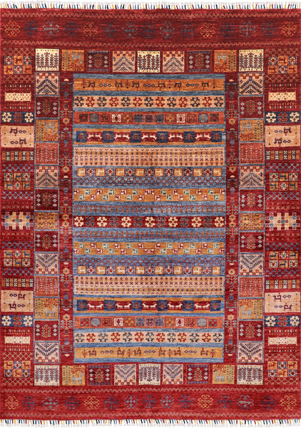 Tribal Persian Gabbeh Hand Knotted Wool Area Rug - 6' 10" X 9' 5" - Golden Nile