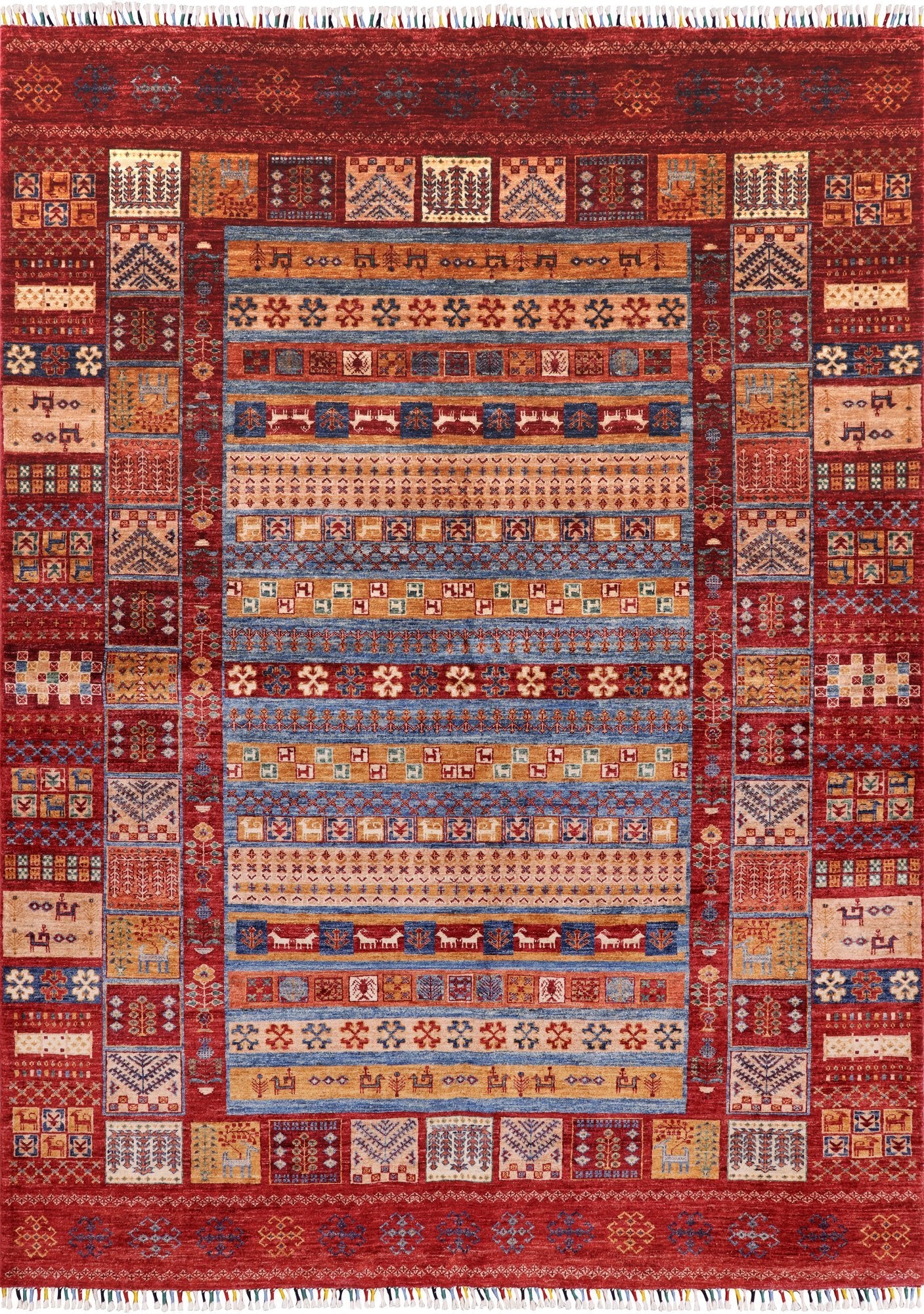 Tribal Persian Gabbeh Hand Knotted Wool Area Rug - 6' 10" X 9' 5" - Golden Nile