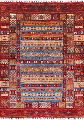Tribal Persian Gabbeh Hand Knotted Wool Area Rug - 6' 10