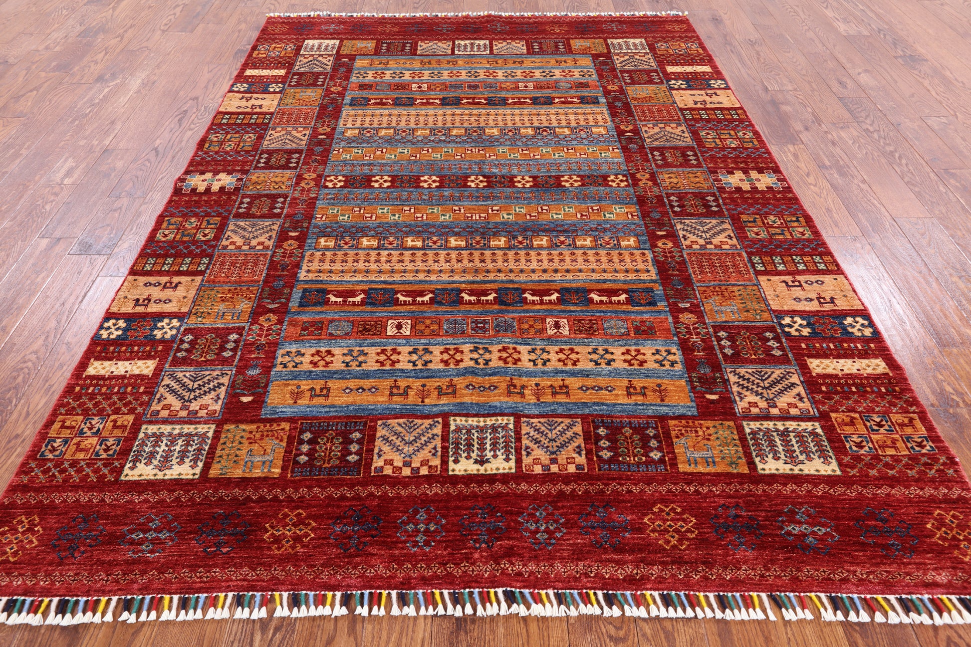Tribal Persian Gabbeh Hand Knotted Wool Area Rug - 6' 10" X 9' 5" - Golden Nile