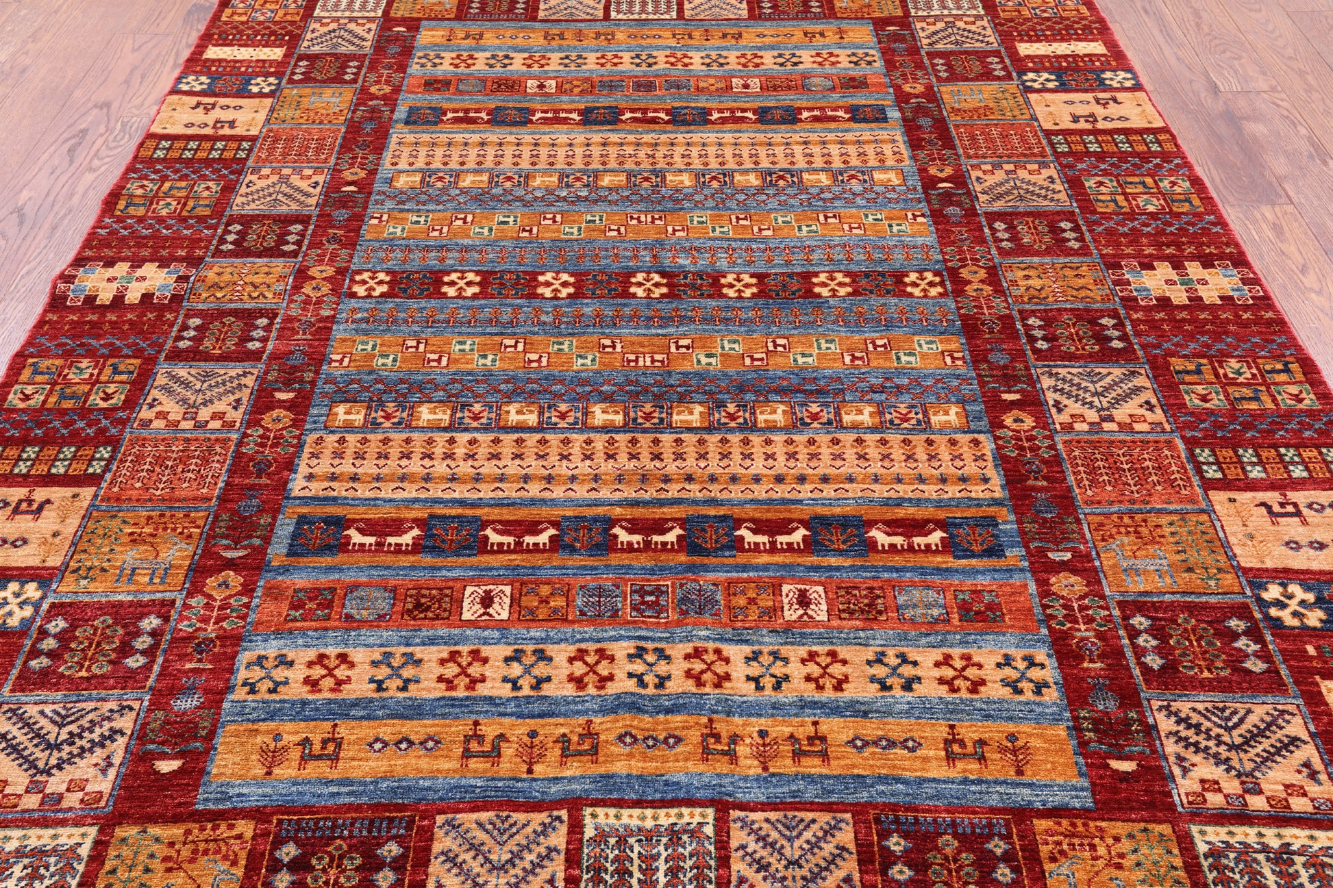 Tribal Persian Gabbeh Hand Knotted Wool Area Rug - 6' 10" X 9' 5" - Golden Nile