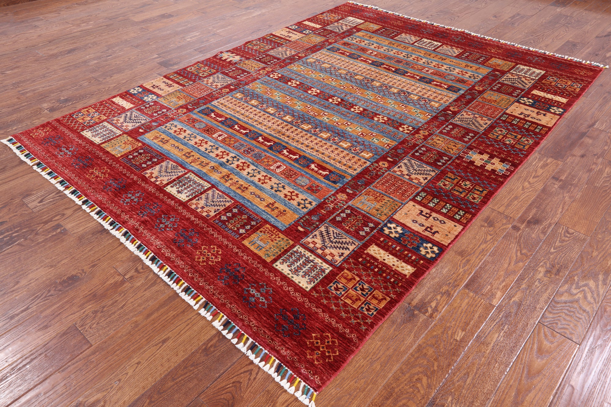 Tribal Persian Gabbeh Hand Knotted Wool Area Rug - 6' 10" X 9' 5" - Golden Nile