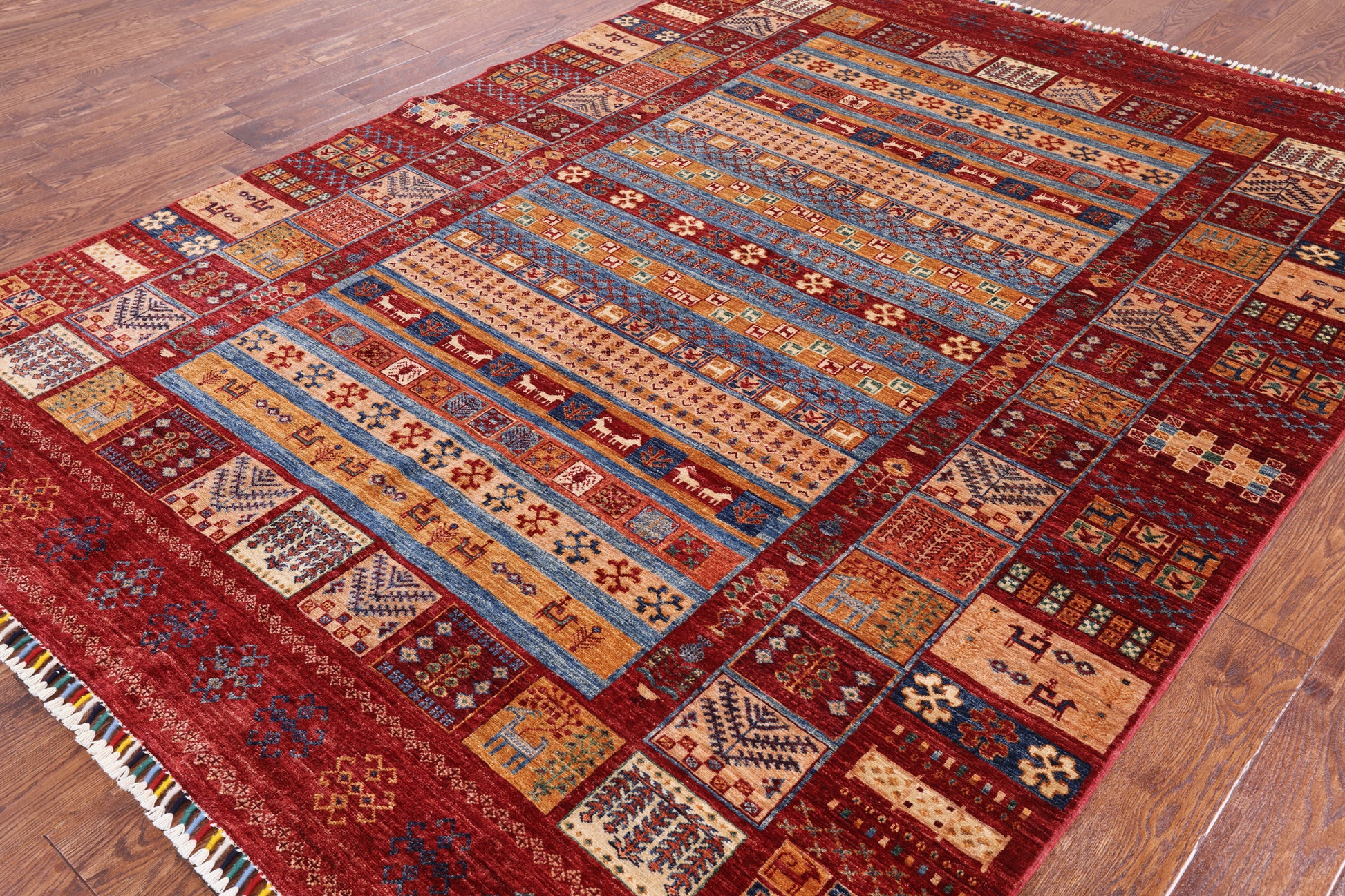 Tribal Persian Gabbeh Hand Knotted Wool Area Rug - 6' 10" X 9' 5" - Golden Nile