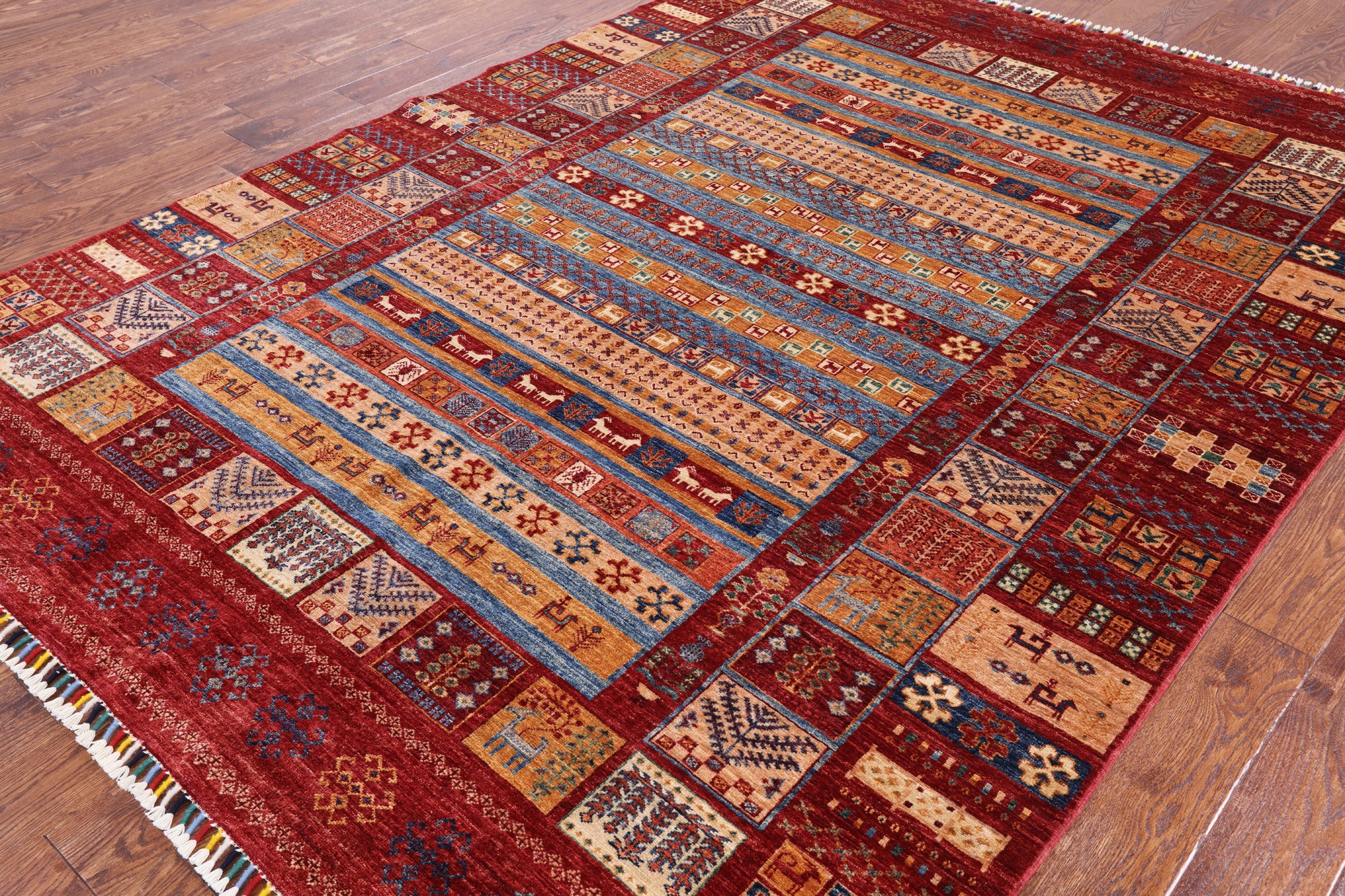 Tribal Persian Gabbeh Hand Knotted Wool Area Rug - 6' 10" X 9' 5" - Golden Nile