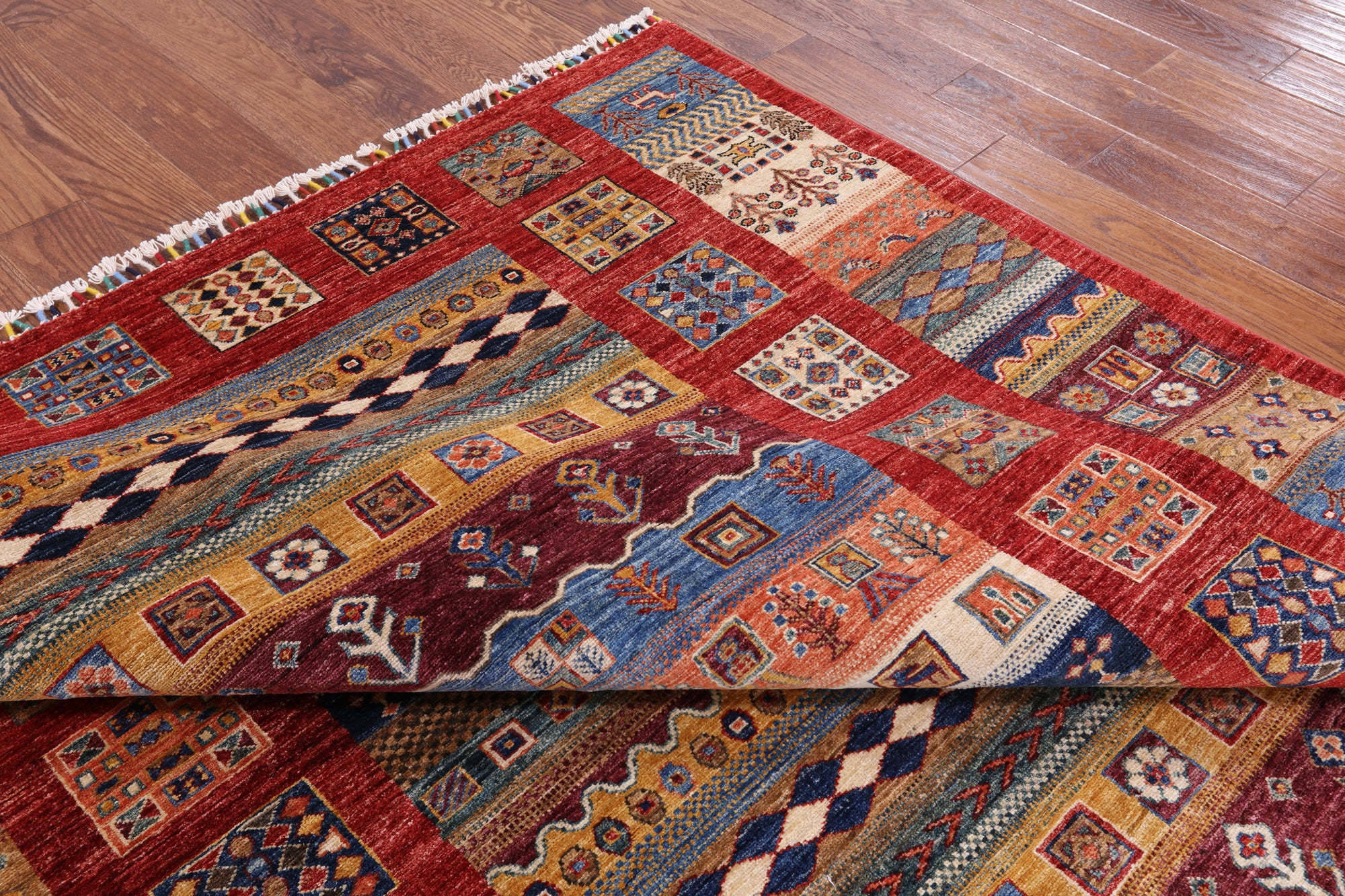 Tribal Persian Gabbeh Handmade Wool Rug - 7' 0" X 9' 6" - Golden Nile
