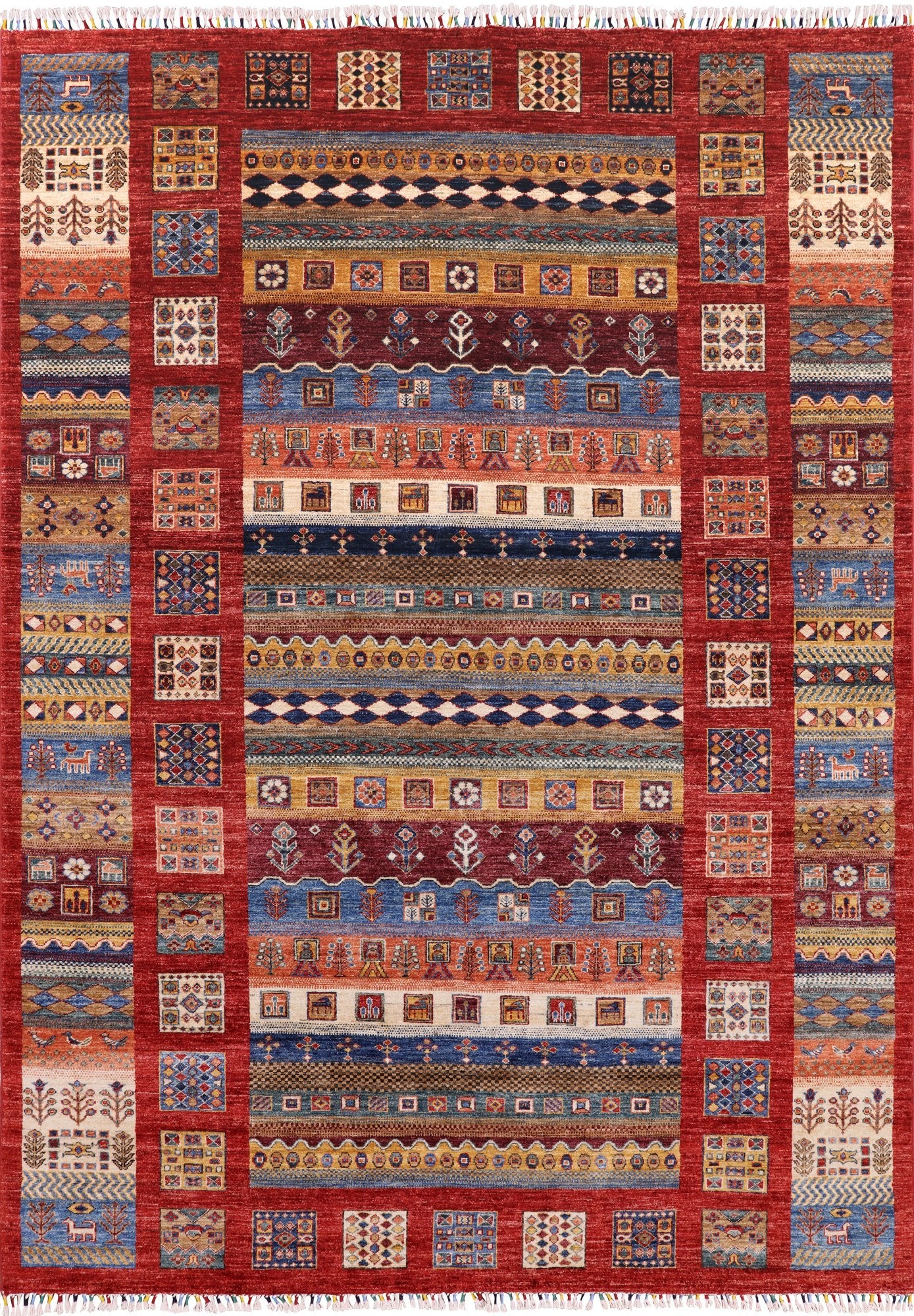 Tribal Persian Gabbeh Handmade Wool Rug - 7' 0" X 9' 6" - Golden Nile