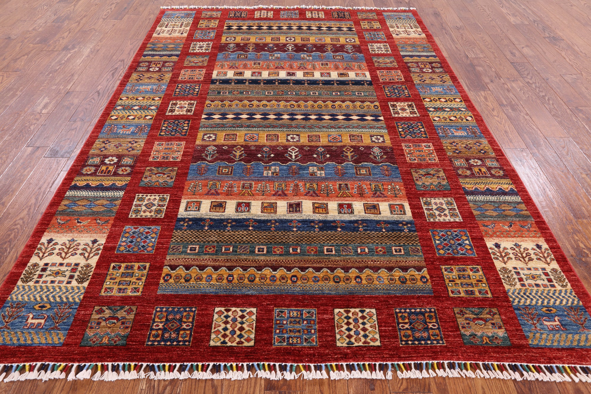 Tribal Persian Gabbeh Handmade Wool Rug - 7' 0" X 9' 6" - Golden Nile