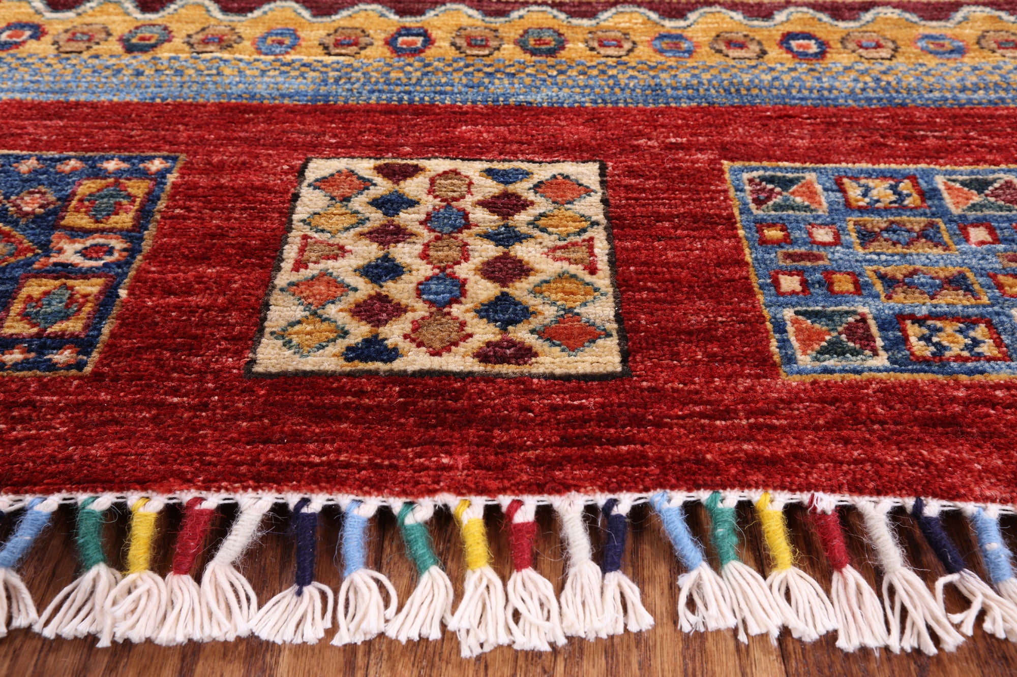 Tribal Persian Gabbeh Handmade Wool Rug - 7' 0" X 9' 6" - Golden Nile