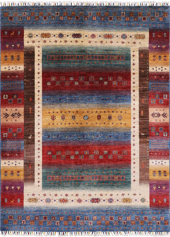 Tribal Persian Gabbeh Hand Knotted Wool Rug - 5' 11