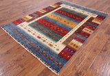 Tribal Persian Gabbeh Hand Knotted Wool Rug - 5' 11" X 7' 11" - Golden Nile