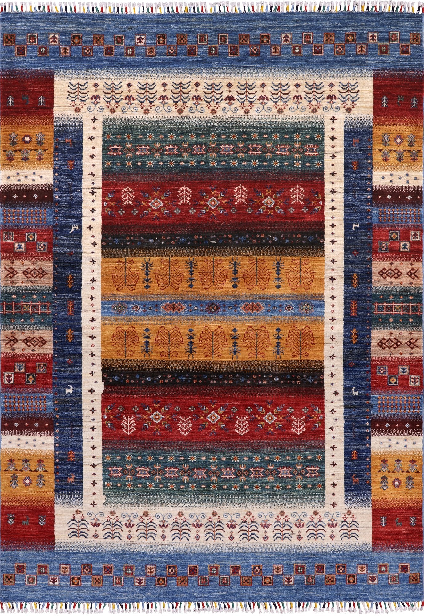 Tribal Persian Gabbeh Handmade Wool Rug - 5' 7" X 7' 11" - Golden Nile