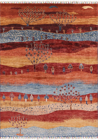 Tribal Persian Gabbeh Hand Knotted Wool Rug - 5' 9