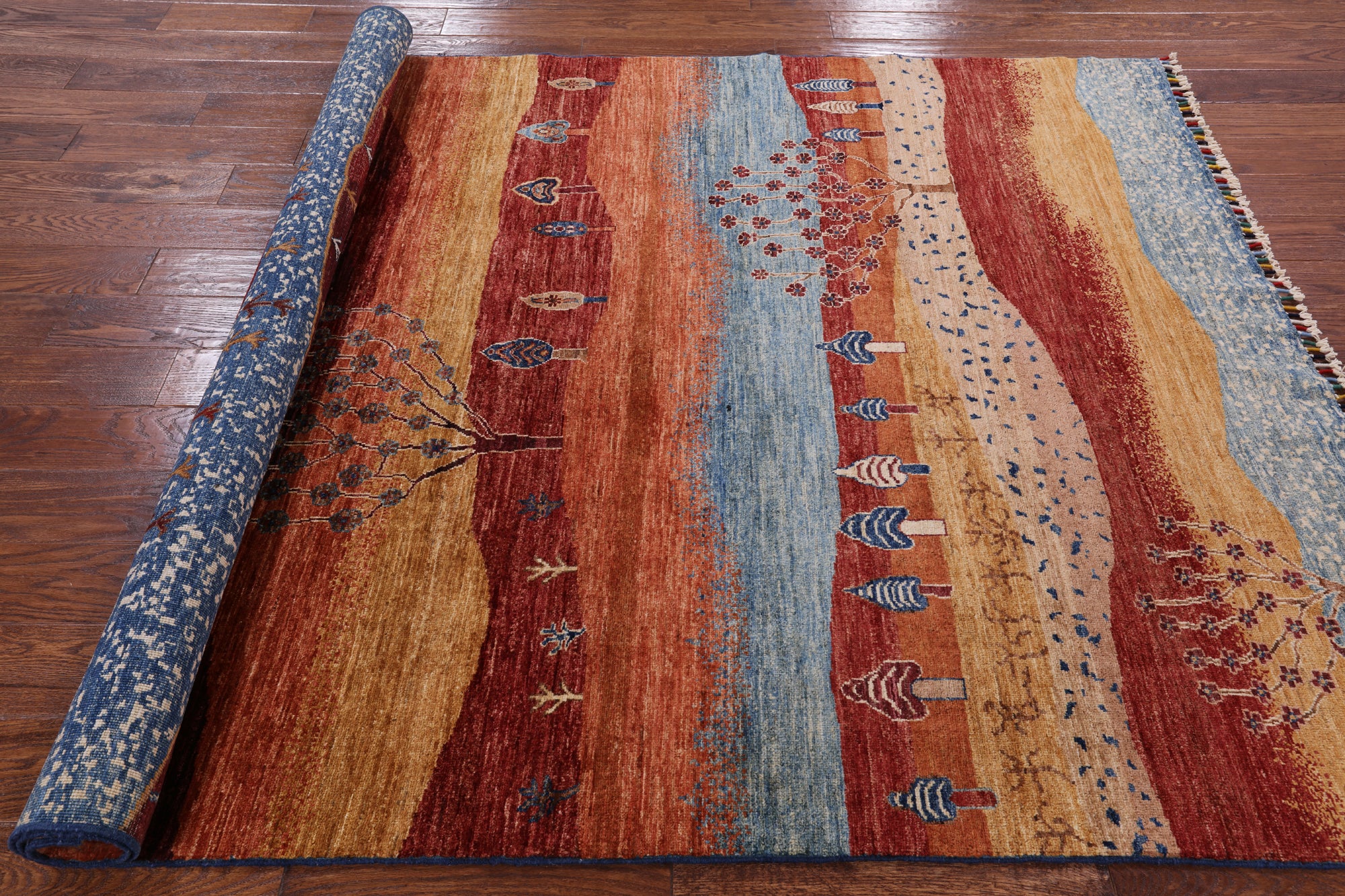 Tribal Persian Gabbeh Hand Knotted Wool Rug - 5' 9" X 7' 9" - Golden Nile