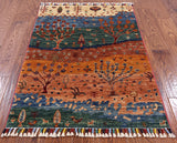 Super Gabbeh Hand Knotted Oriental Wool Area Rug - 2' 8" X 3' 11" - Golden Nile