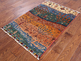 Super Gabbeh Hand Knotted Oriental Wool Area Rug - 2' 8" X 3' 11" - Golden Nile