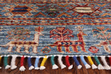 Blue Tribal Khorjin Persian Gabbeh Wool Rug - 5' 9" X 7' 10" - Golden Nile