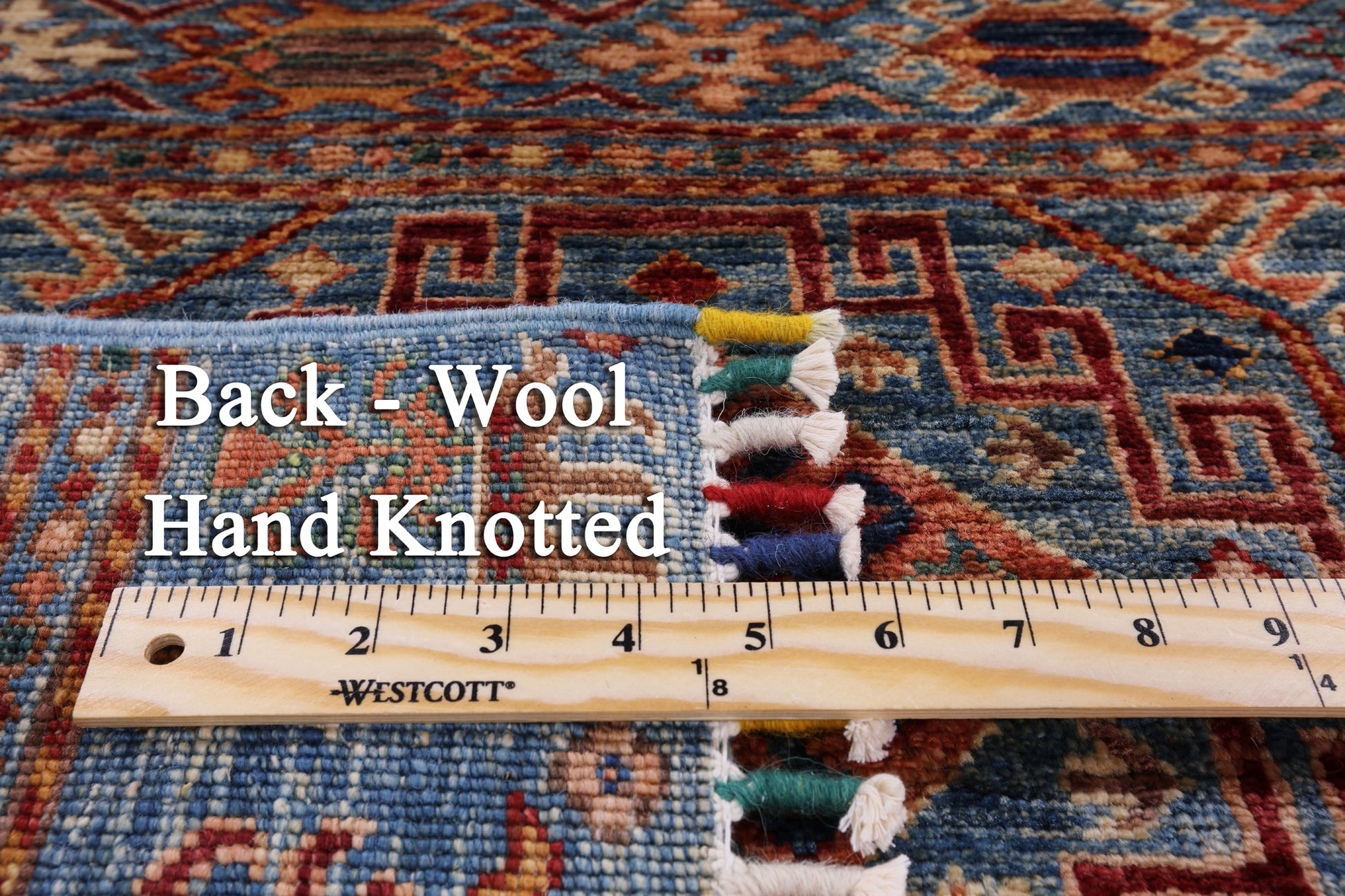 Blue Tribal Khorjin Persian Gabbeh Wool Rug - 5' 9" X 7' 10" - Golden Nile