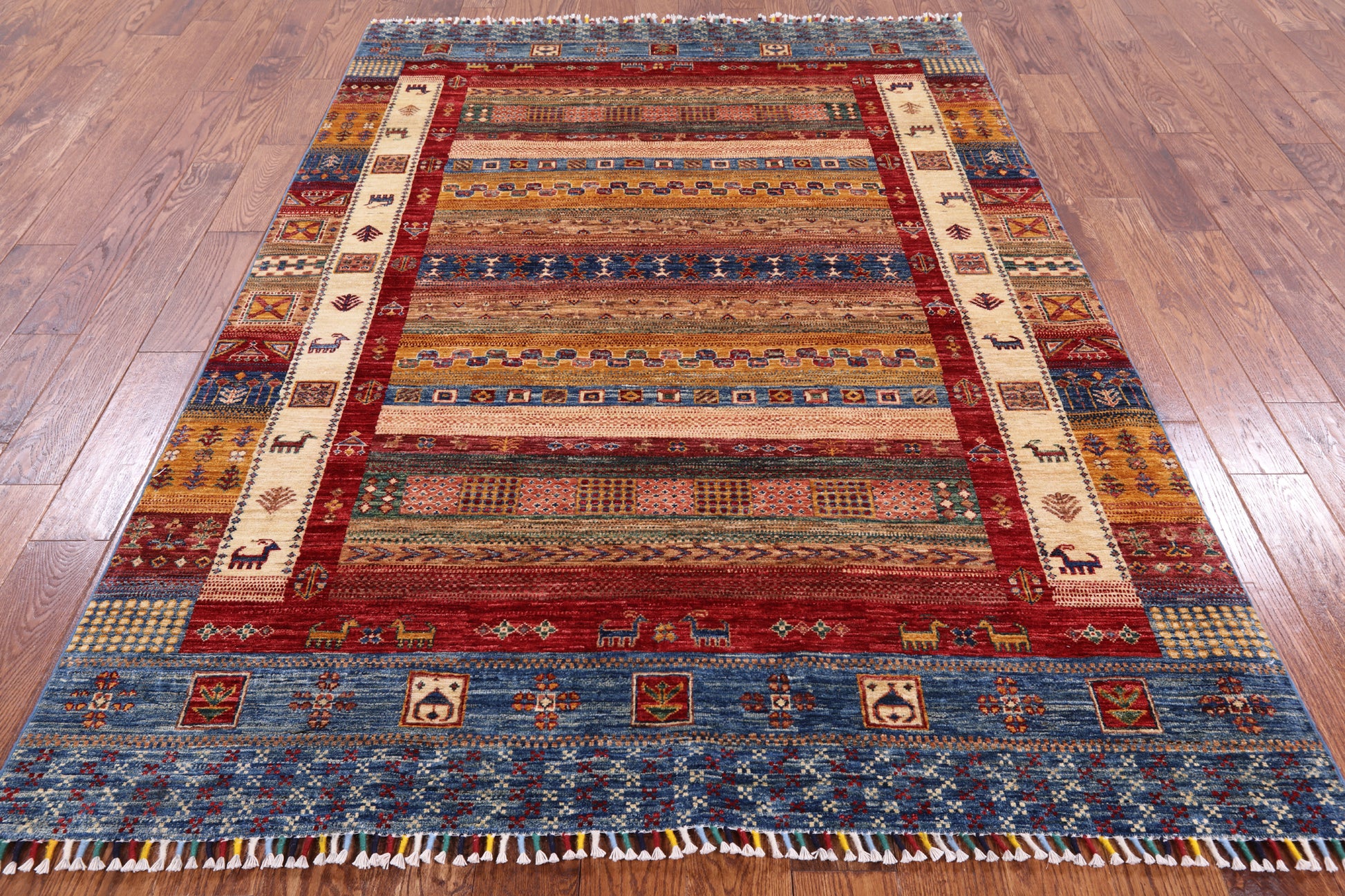 Tribal Persian Gabbeh Hand Knotted Wool Rug - 5' 7" X 7' 11" - Golden Nile