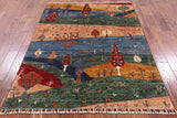 Super Gabbeh Hand Knotted Wool Area Rug - 5' 1" X 6' 8" - Golden Nile