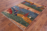 Super Gabbeh Hand Knotted Wool Area Rug - 5' 1" X 6' 8" - Golden Nile