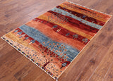 Super Gabbeh Hand Knotted Wool Area Rug - 4' 1" X 6' 1" - Golden Nile