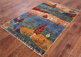 Super Gabbeh Hand Knotted Area Rug - 3' 11" X 5' 10" - Golden Nile