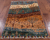 Super Gabbeh Hand Knotted Oriental Wool Area Rug - 2' 7" X 3' 10" - Golden Nile