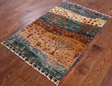 Super Gabbeh Hand Knotted Oriental Wool Area Rug - 2' 7" X 3' 10" - Golden Nile