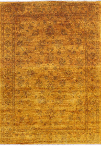 Overdyed Hand Knotted Full Pile Wool Area Rug - 6' 9" X 9' 8" - Golden Nile