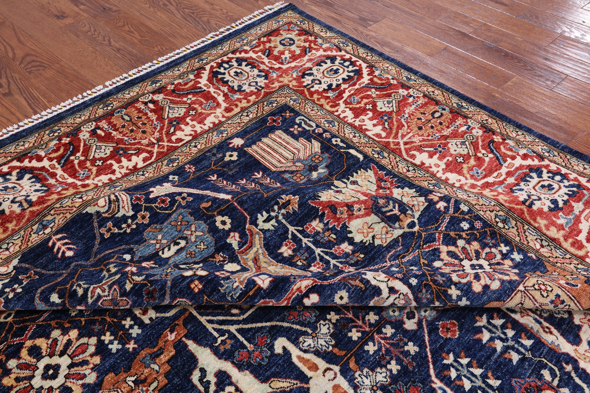 Blue Fine Serapi Hand Knotted Area Rug - 8' 11" X 12' 0" - Golden Nile