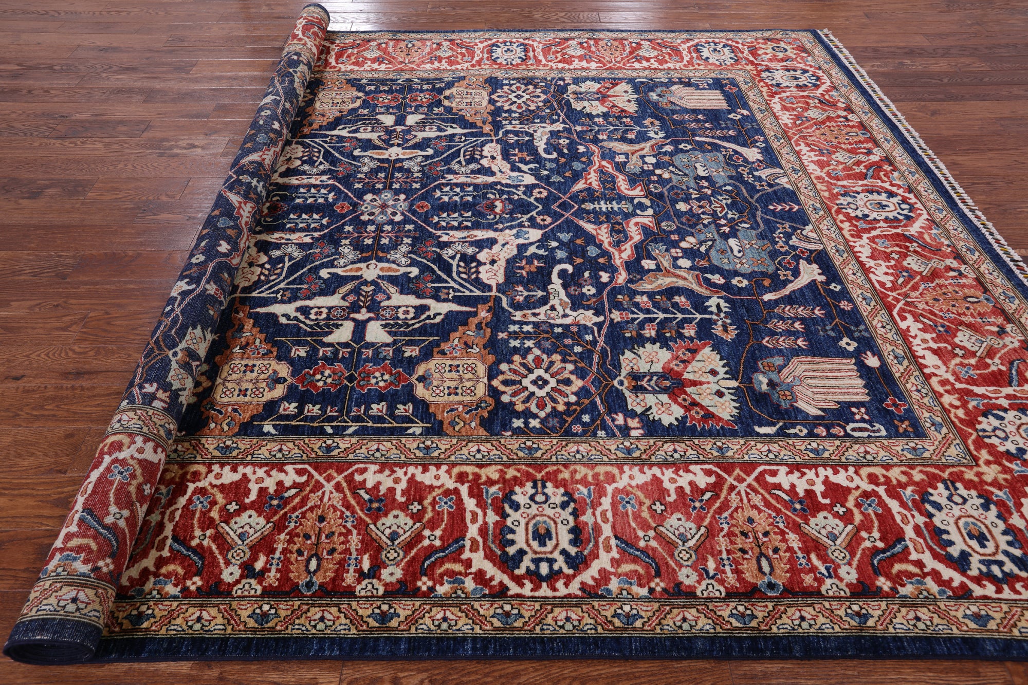Blue Fine Serapi Hand Knotted Area Rug - 8' 11" X 12' 0" - Golden Nile