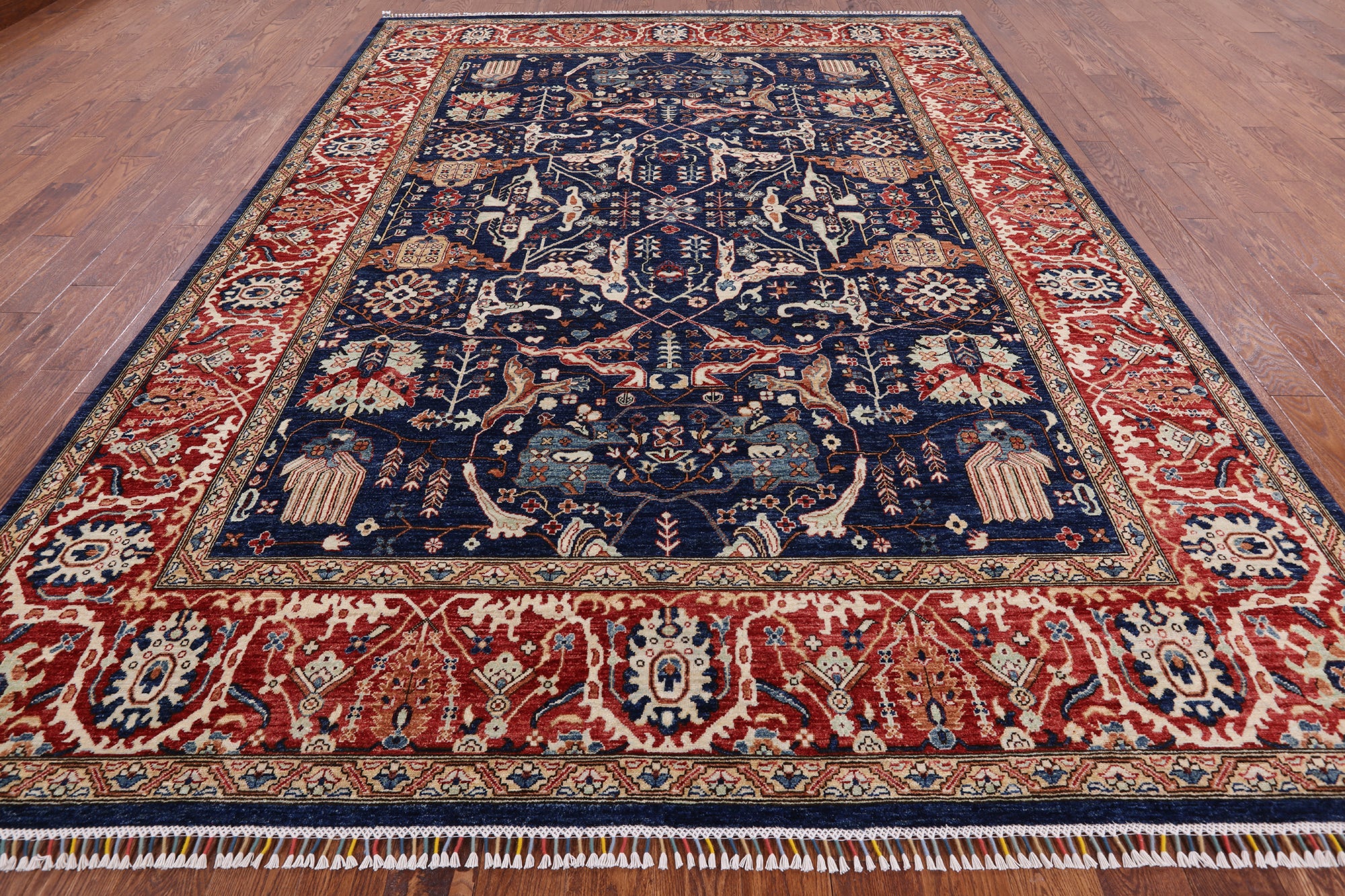 Blue Fine Serapi Hand Knotted Area Rug - 8' 11" X 12' 0" - Golden Nile