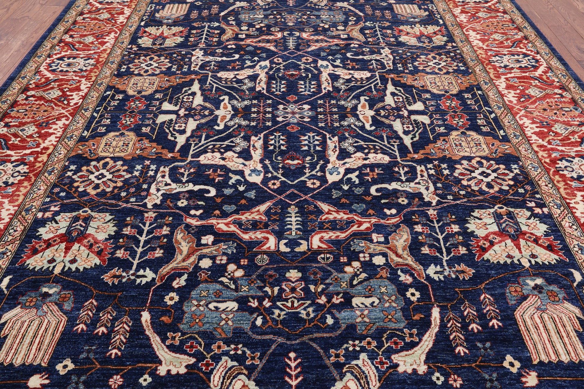 Blue Fine Serapi Hand Knotted Area Rug - 8' 11" X 12' 0" - Golden Nile