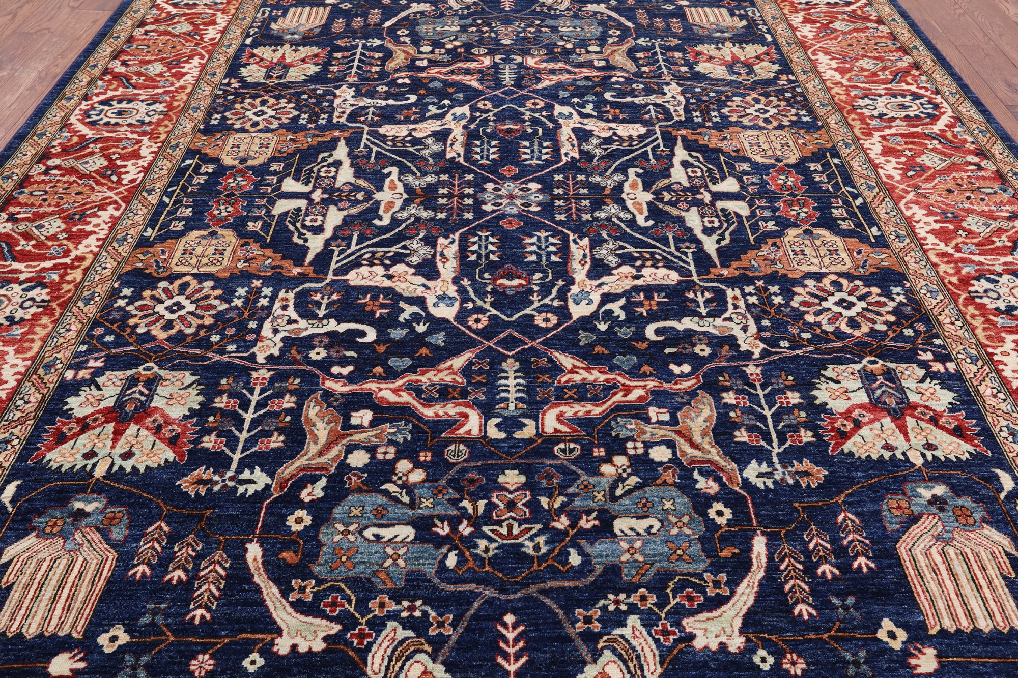 Blue Fine Serapi Hand Knotted Area Rug - 8' 11" X 12' 0" - Golden Nile