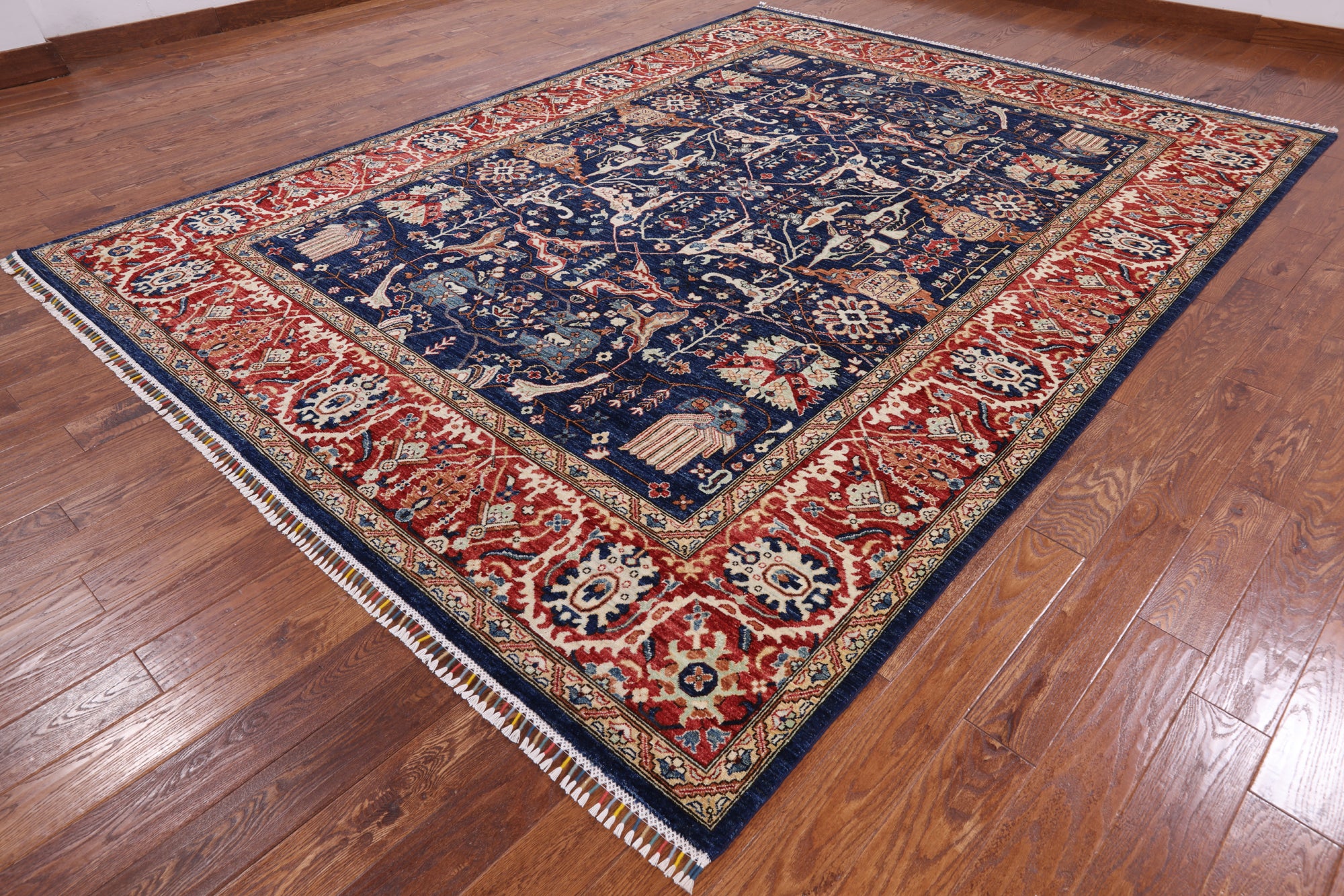 Blue Fine Serapi Hand Knotted Area Rug - 8' 11" X 12' 0" - Golden Nile