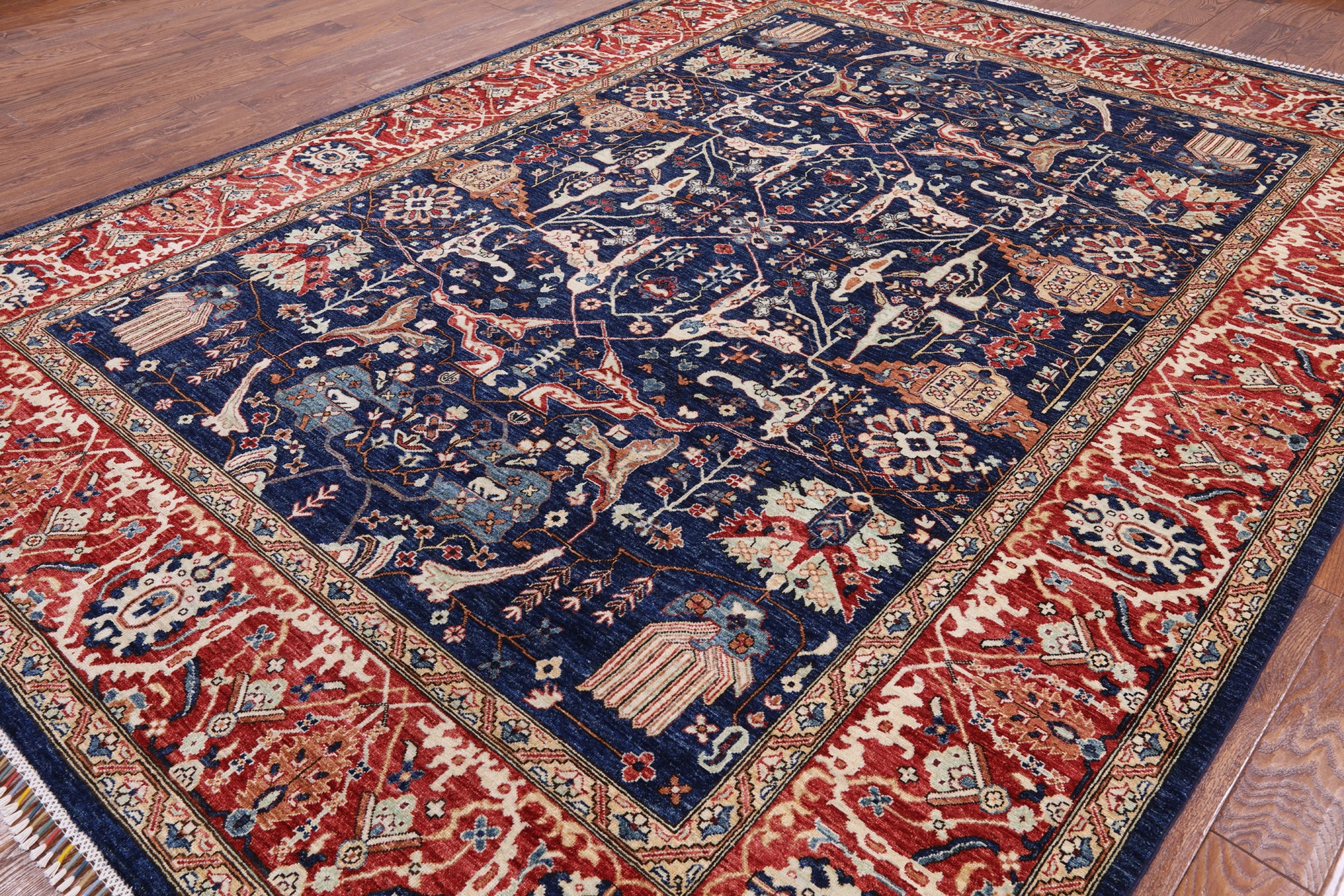 Blue Fine Serapi Hand Knotted Area Rug - 8' 11" X 12' 0" - Golden Nile