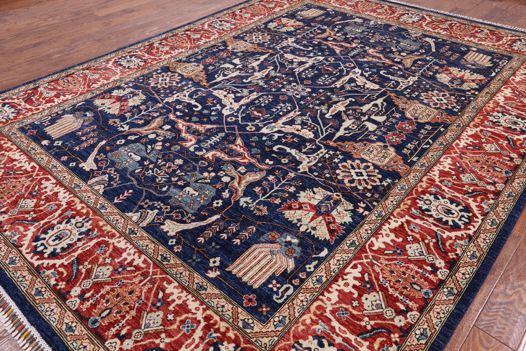 Blue Fine Serapi Hand Knotted Area Rug - 8' 11" X 12' 0" - Golden Nile