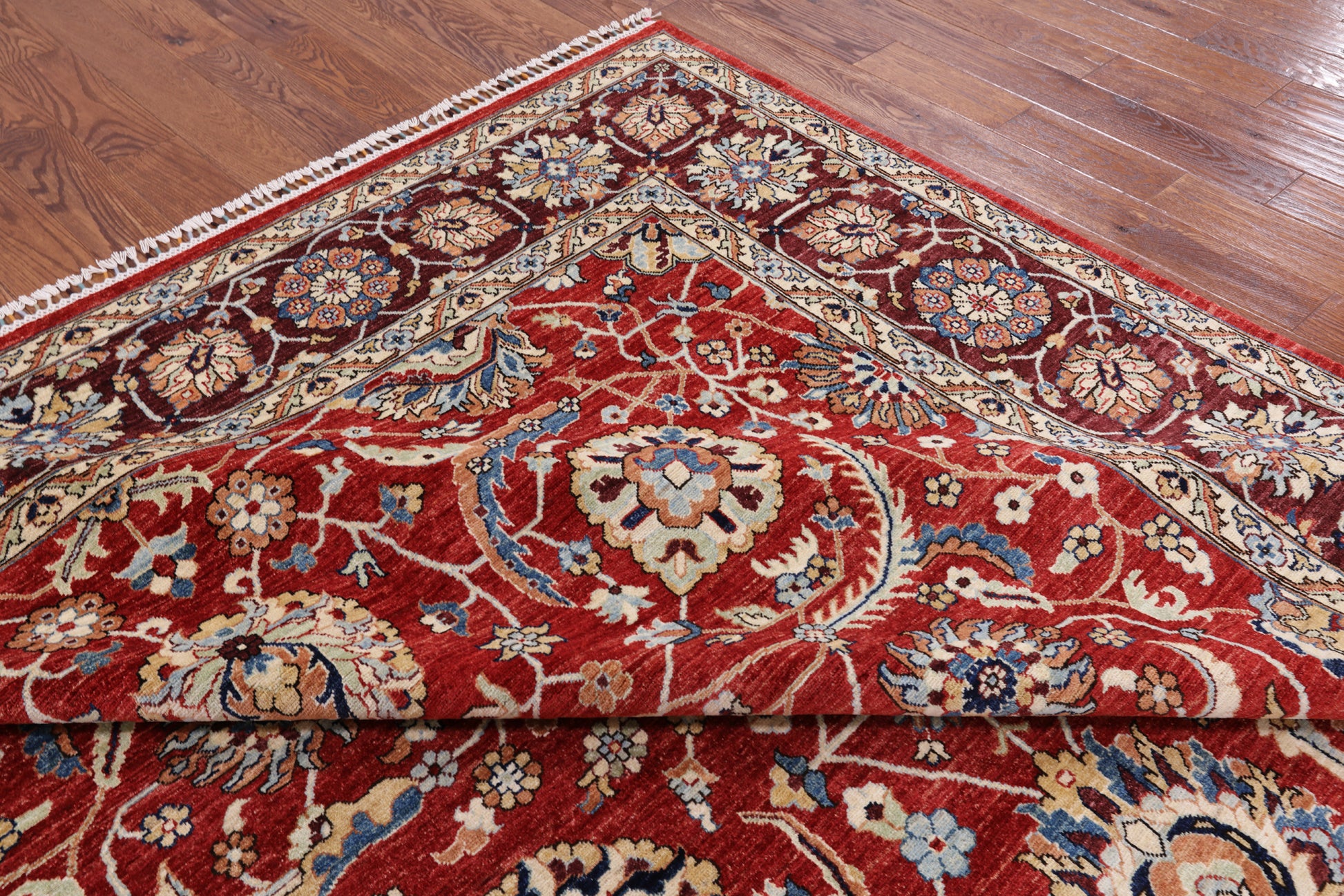 Red Fine Serapi Hand Knotted Area Rug - 8' 11" X 12' 0" - Golden Nile