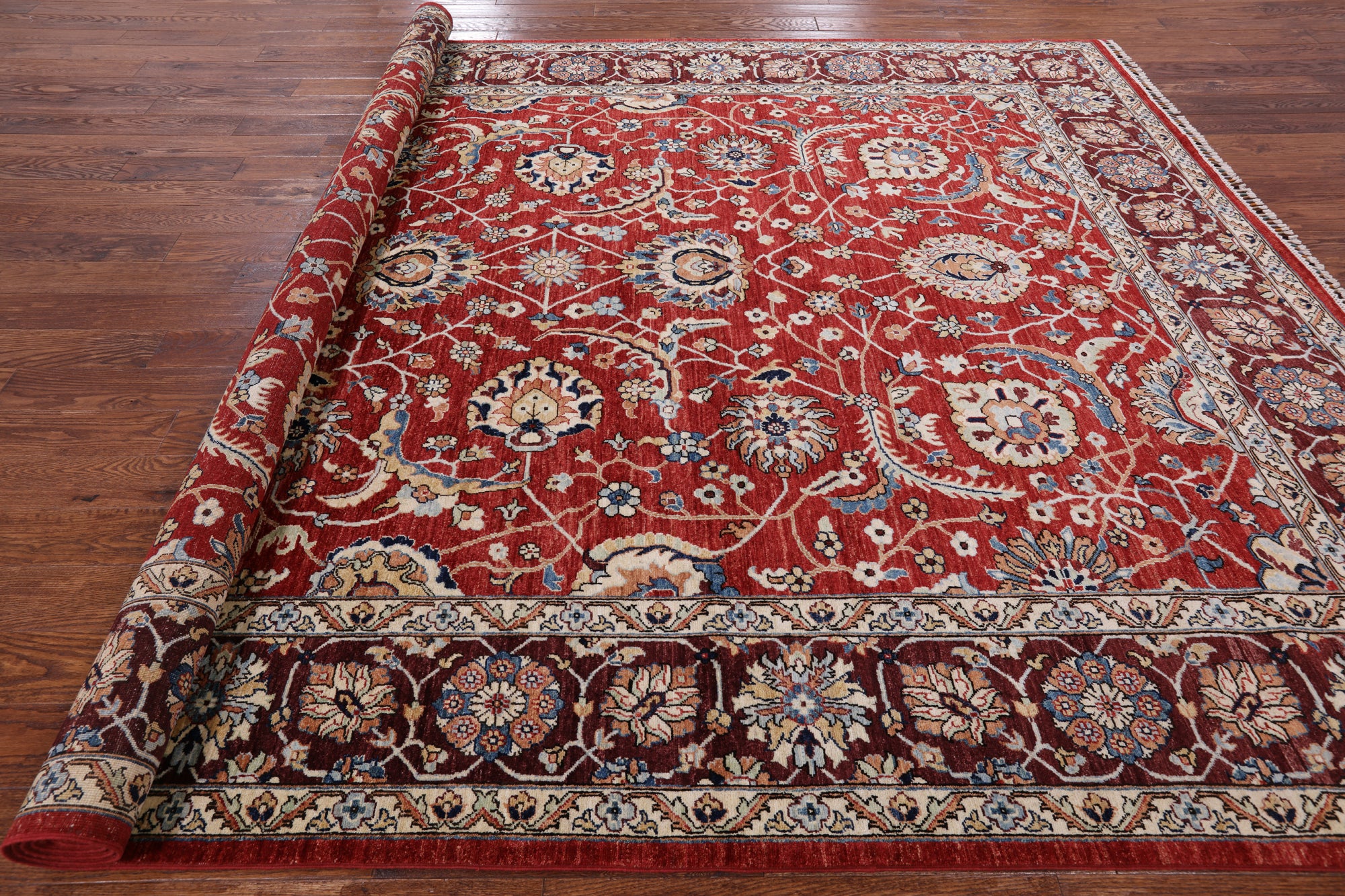 Red Fine Serapi Hand Knotted Area Rug - 8' 11" X 12' 0" - Golden Nile