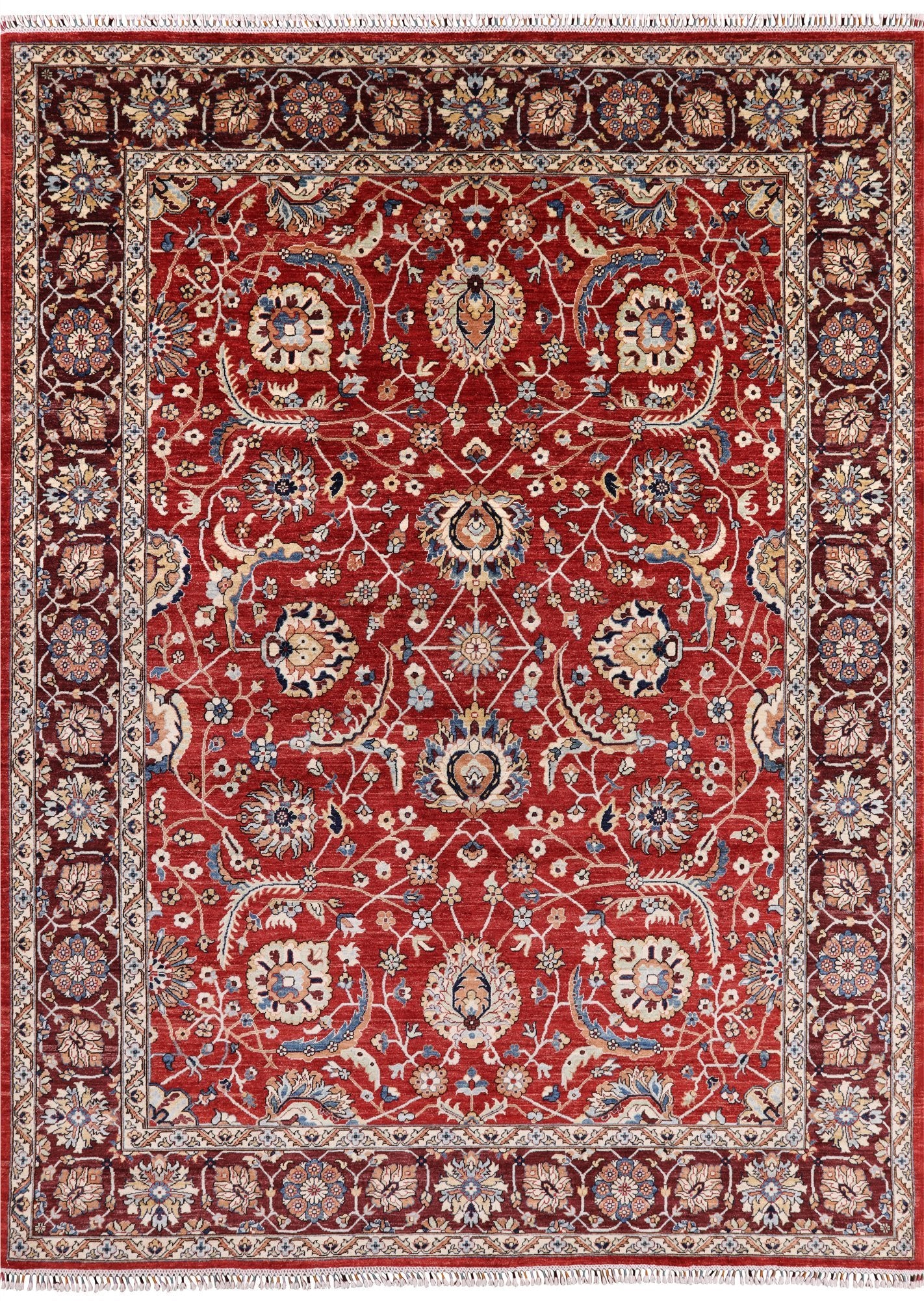 Red Fine Serapi Hand Knotted Area Rug - 8' 11" X 12' 0" - Golden Nile