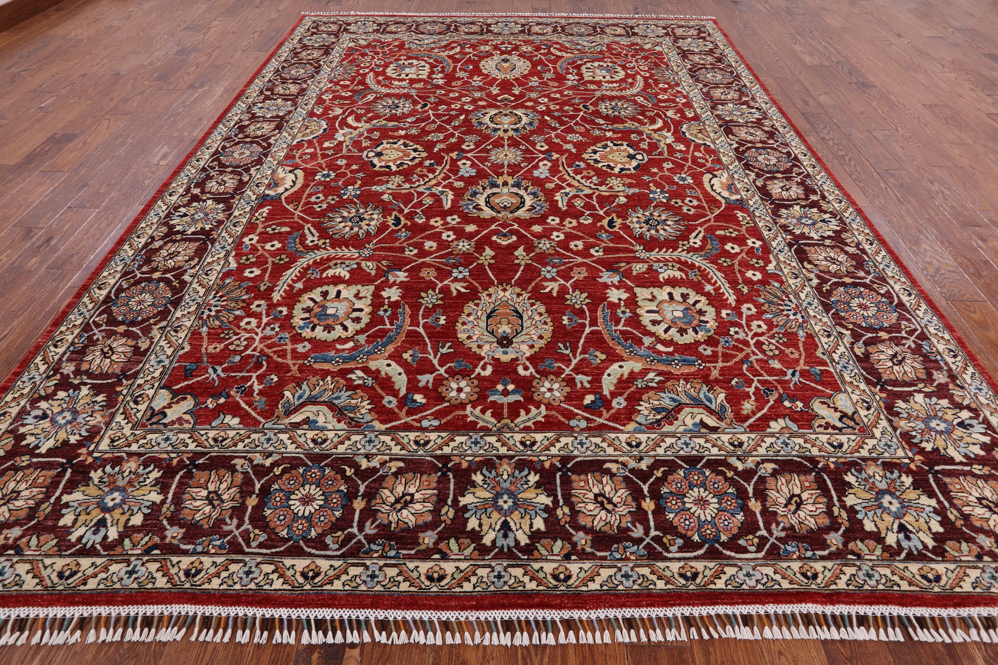Red Fine Serapi Hand Knotted Area Rug - 8' 11" X 12' 0" - Golden Nile