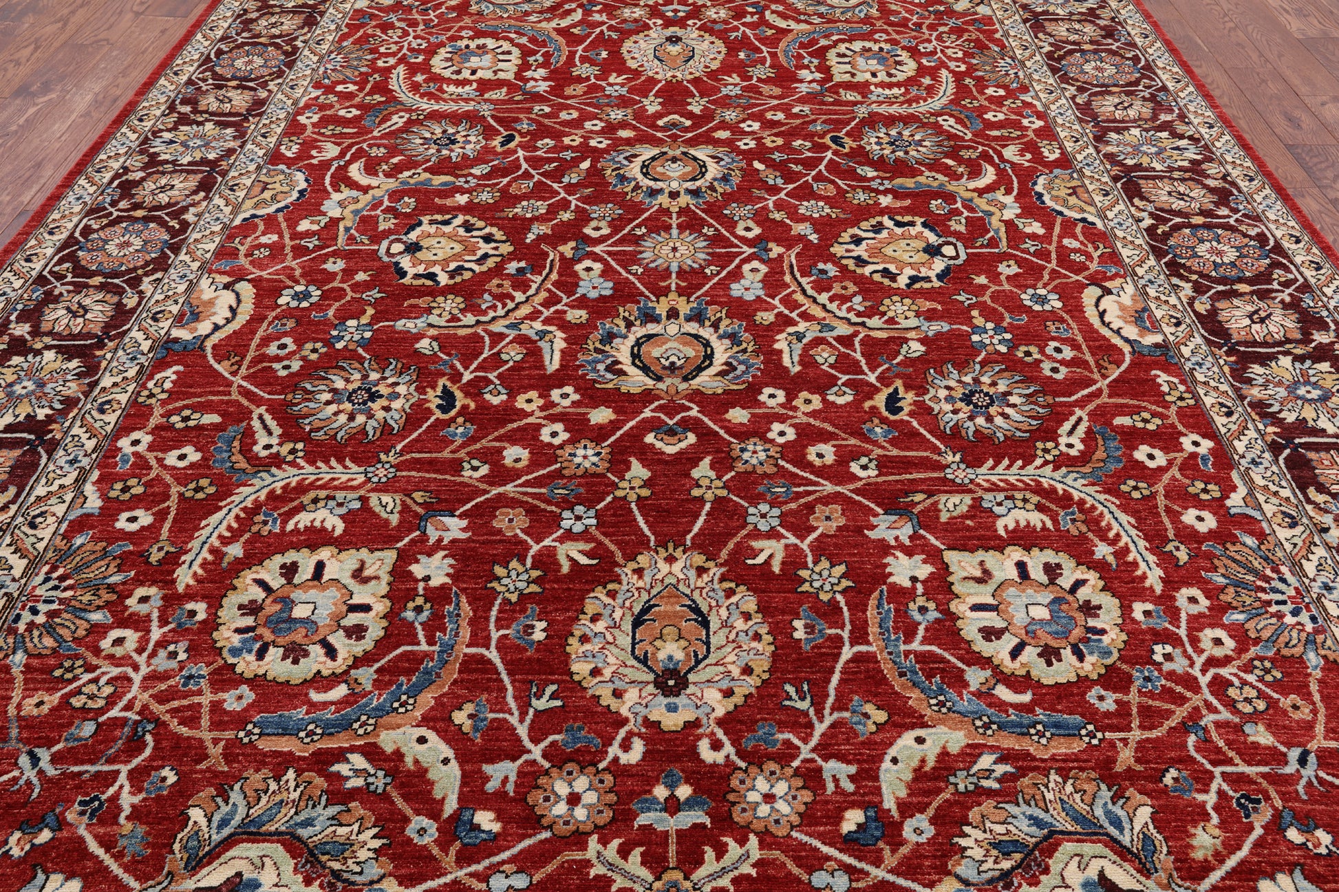 Red Fine Serapi Hand Knotted Area Rug - 8' 11" X 12' 0" - Golden Nile