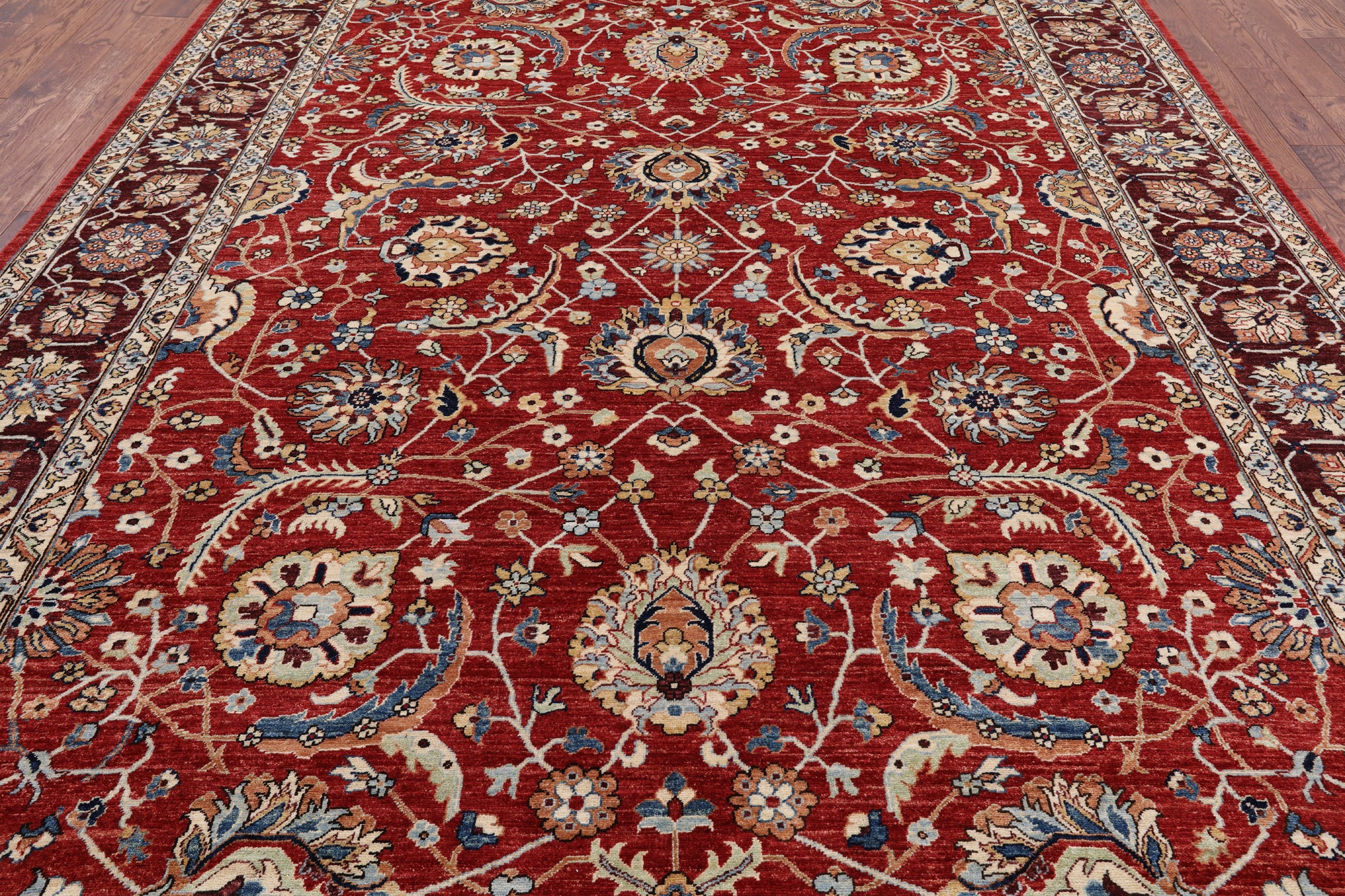 Red Fine Serapi Hand Knotted Area Rug - 8' 11" X 12' 0" - Golden Nile