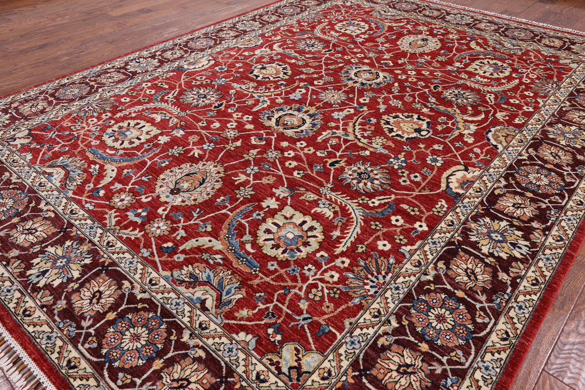 Red Fine Serapi Hand Knotted Area Rug - 8' 11" X 12' 0" - Golden Nile