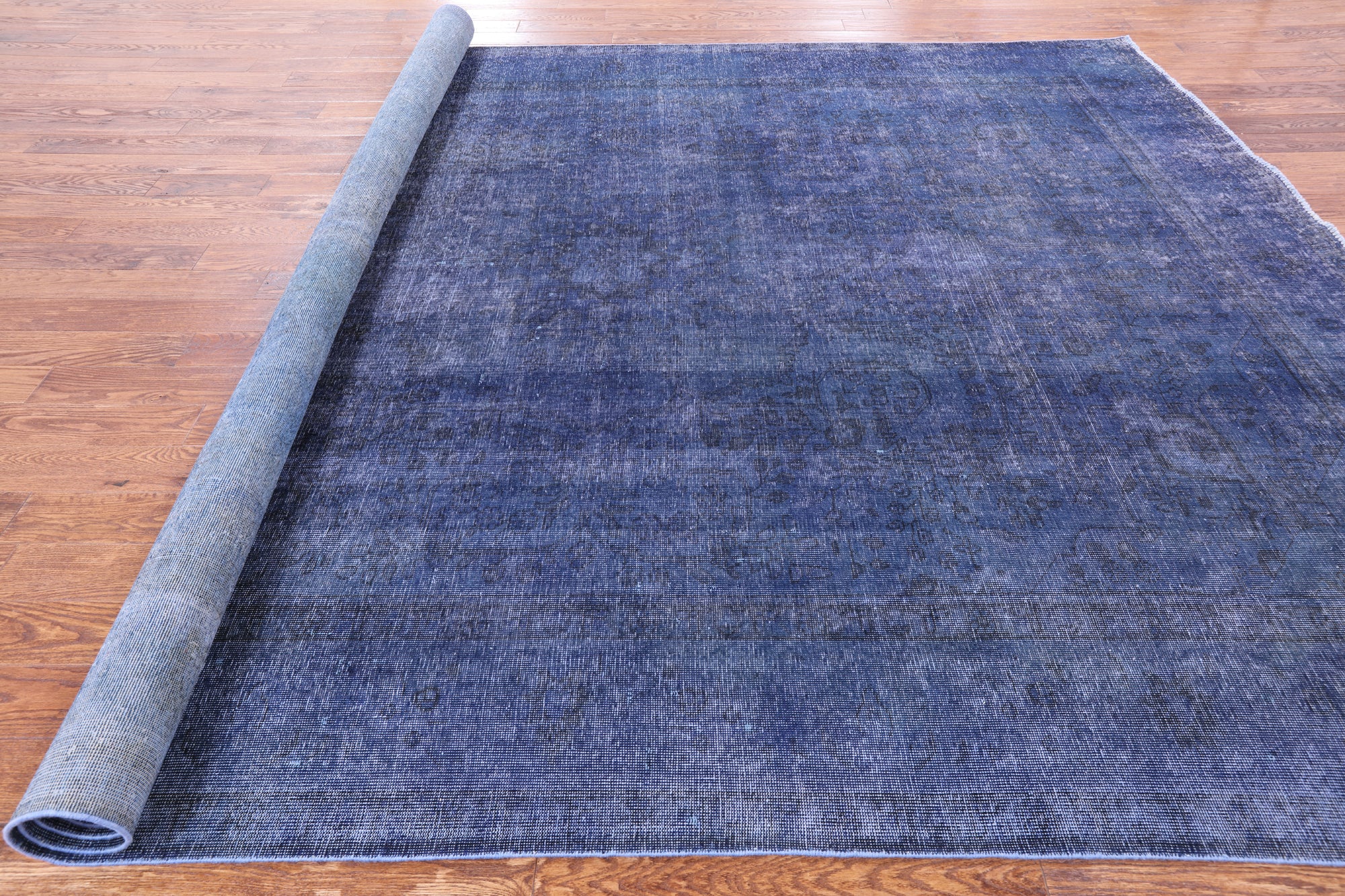 Blue Persian Overdyed Hand Knotted Area Rug - 9' 8" X 12' 5 - Golden Nile